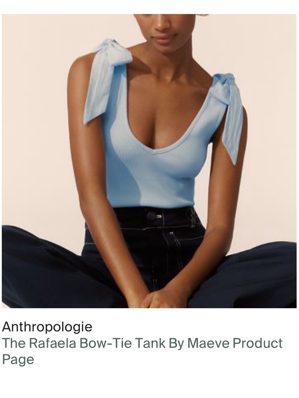 Anthropologie Light Blue Bow-Tie Ribbed Tank
